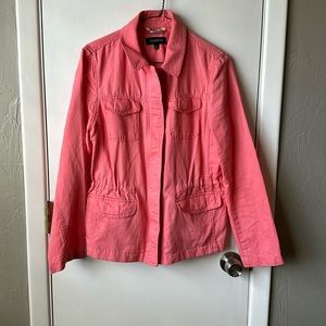 TALBOTS Lightweight Jacket Sz Mp Coral Pink Zip. Cotton, linen and Lyocell
